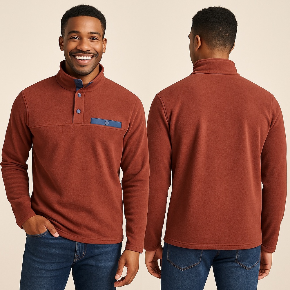 NWT 32 Degrees Men’s ¼ Snap Pullover Stretch Fleece – Red – Size Small
